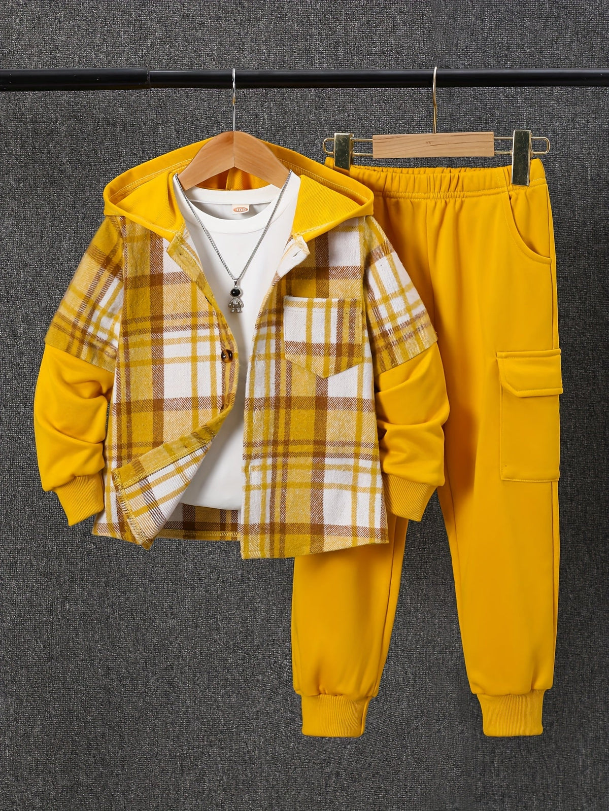 Boys' Plaid Outfit Set - Long Sleeve Winter
