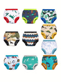 Boys' Dinosaur Potty Training Pants Ten Pack with Cotton Outer and Lining for Supervised Daytime Use