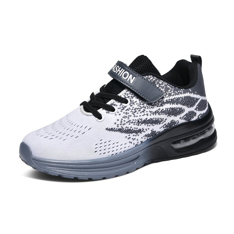 Boys' Low-Top Sneakers with Flame-Style Patterns and Instep Straps for Colorful Everyday Casual Wear