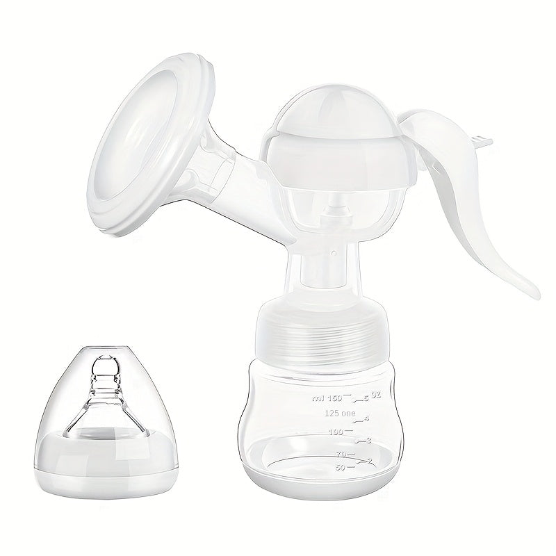 Manual Breast Pump with a Lever Handle and 5.07 Ounce Collection Bottle for Portable Milk Expression