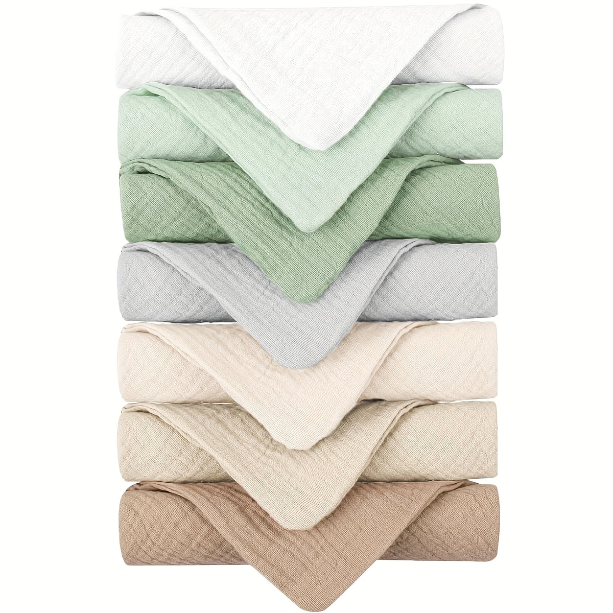 Muslin Baby Washcloths in a Seven Pack of 11 Inch Squares for Bathing, Face Wiping and Daily Care