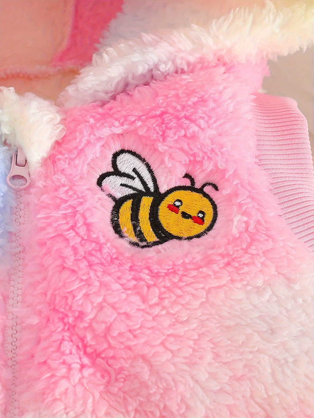 Baby Girl 3 Piece Bee Outfit Set in Plush Pastel Tie Dye with a Hooded Vest for Cooler Weather Layers