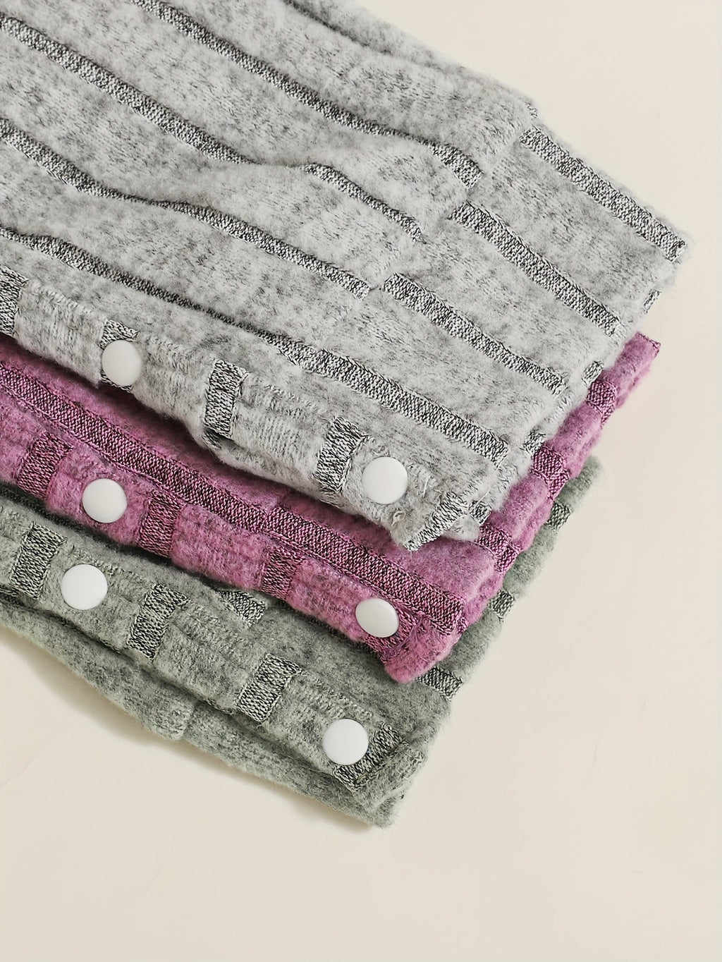 Baby Girls' Ribbed Rompers Three-Pack with Ruffled Shoulders and Long Sleeves for Coordinated Everyday Outfits