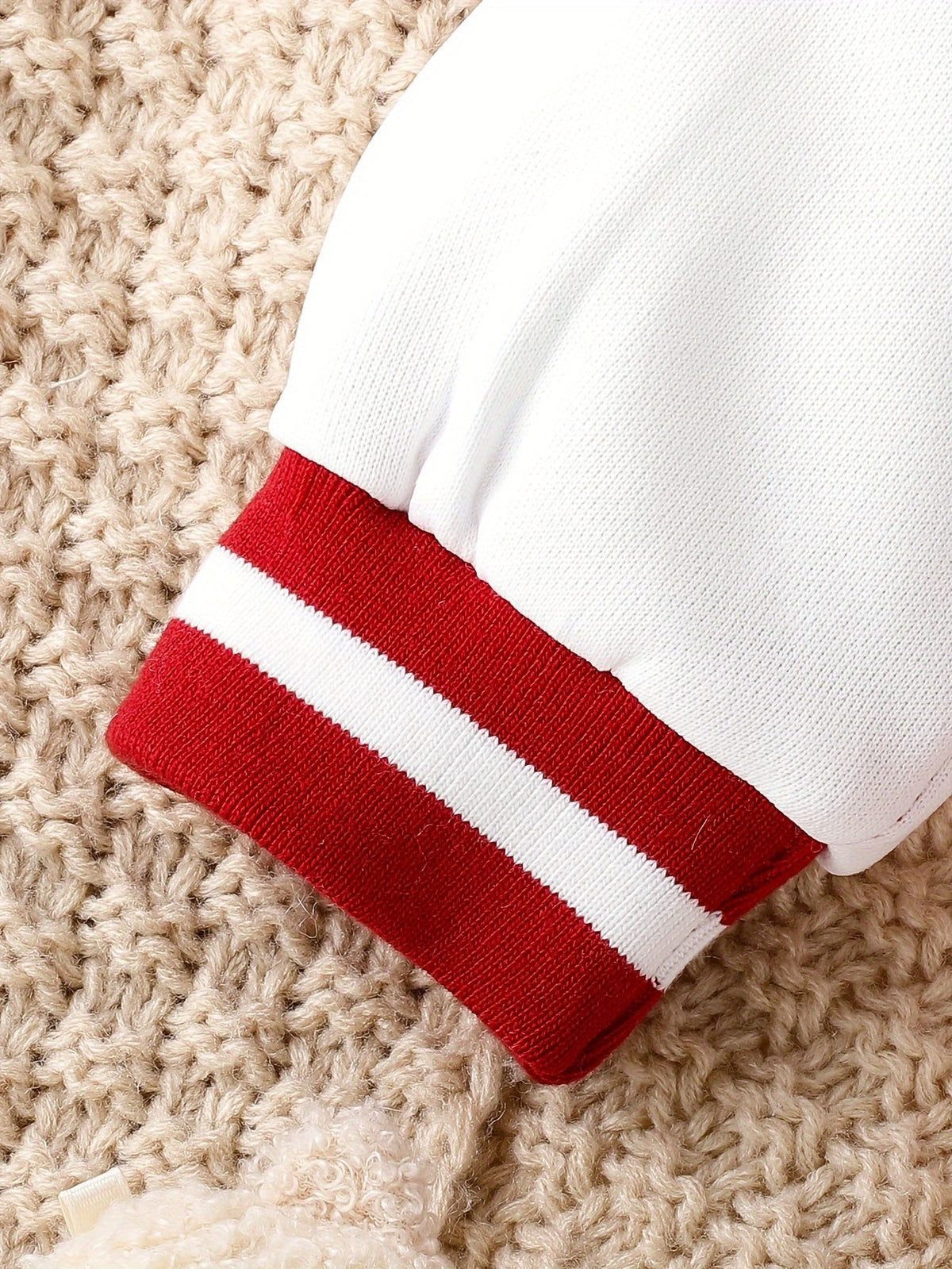 Girls' Red and White Varsity Jacket and Pleated Skirt Set with Baby Girl Lettering and Striped Trim