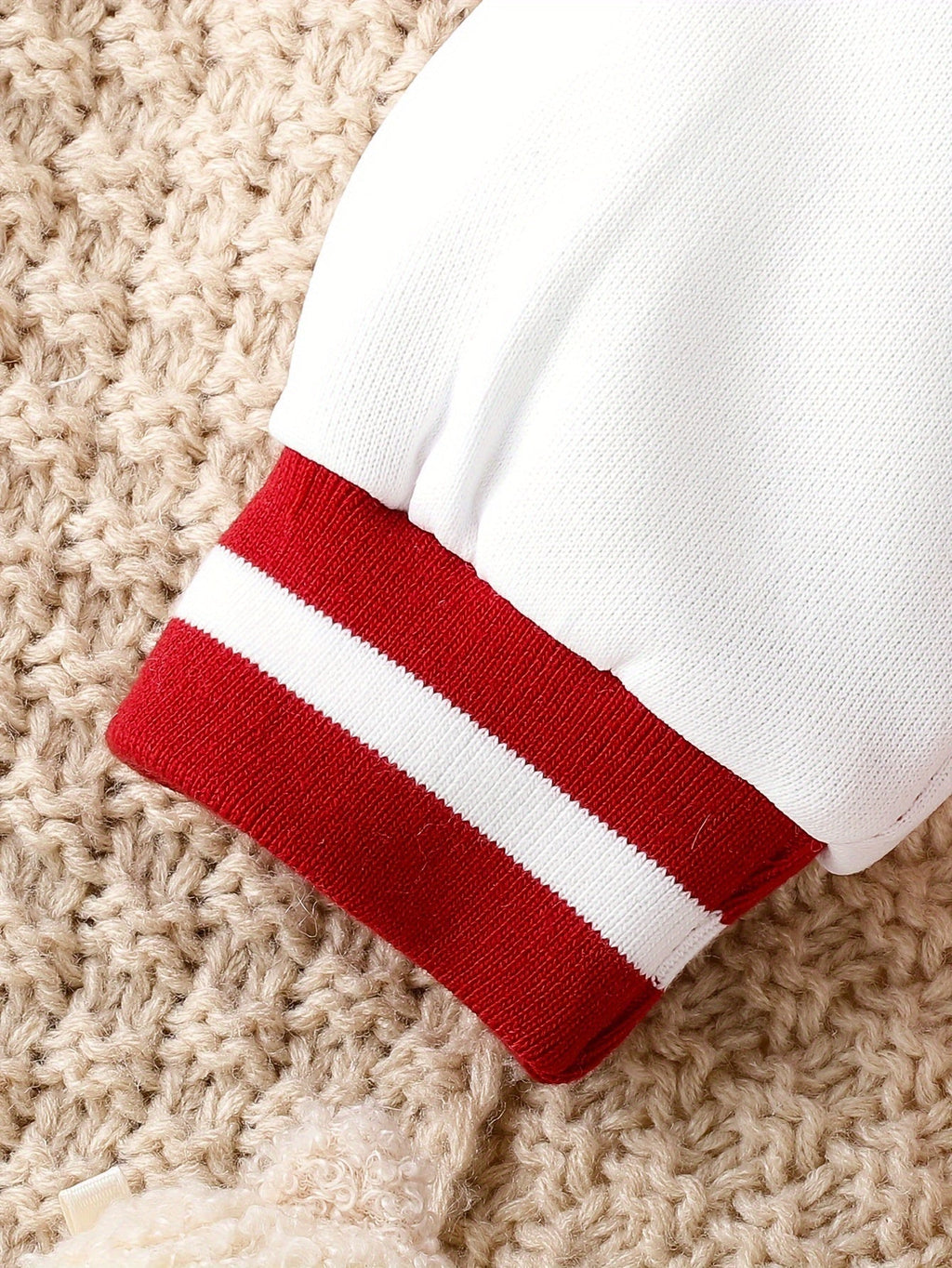 Girls' Red and White Varsity Jacket and Pleated Skirt Set with Baby Girl Lettering and Striped Trim