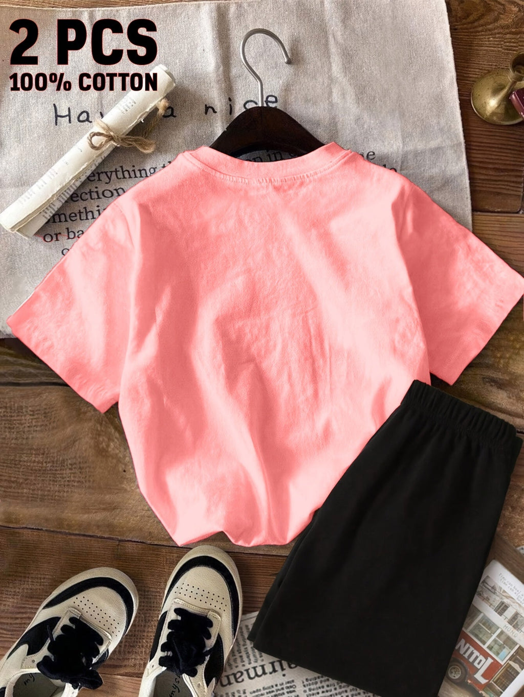 Girls' Sunshine T-Shirt Shorts Set with a Daisy Graphic and Be The Sunshine Lettering for Summer Play