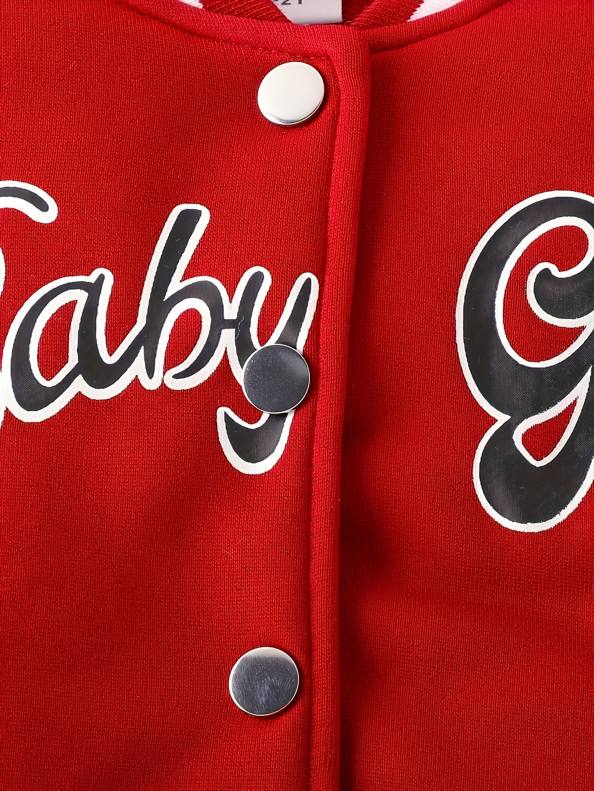 Girls' Varsity Skirt Set in Red and White with a Baby Girl Letter Jacket and an Elastic Waist Pleated Skirt