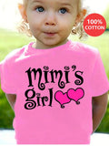 Girls' Mimi's Girl Cotton T-Shirt in Rose Red with Heart Graphics for Everyday Family-Themed Outfits
