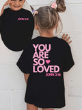 Girls' T-Shirt with John 3:16 Chest Lettering and a Short Sleeve Crew Neck Cut for Casual Church Outfits