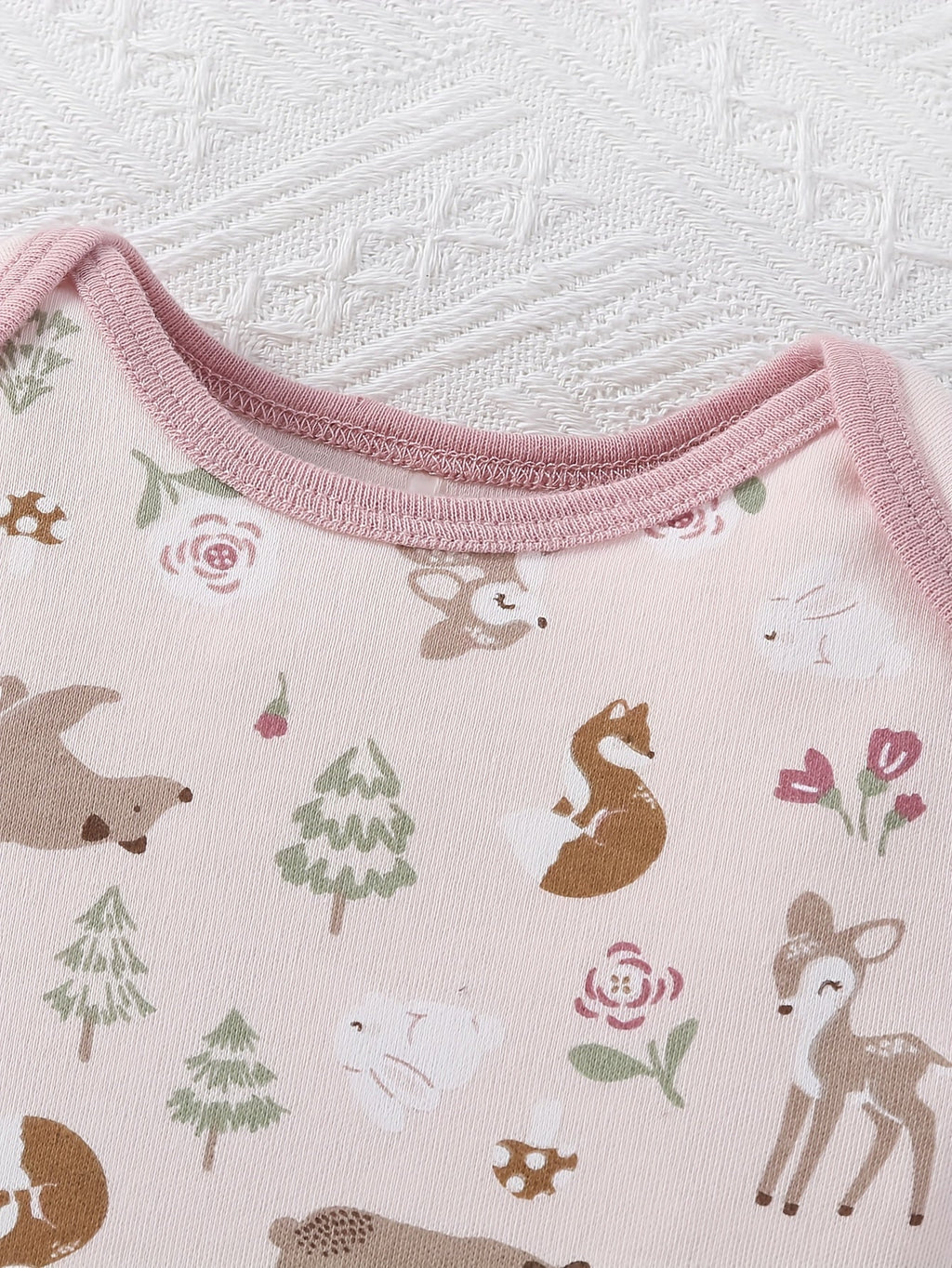 Baby Girl Bear Outfit Set with Pink Textured Cardigan and Pants Plus Animal Print Bodysuit and Headband