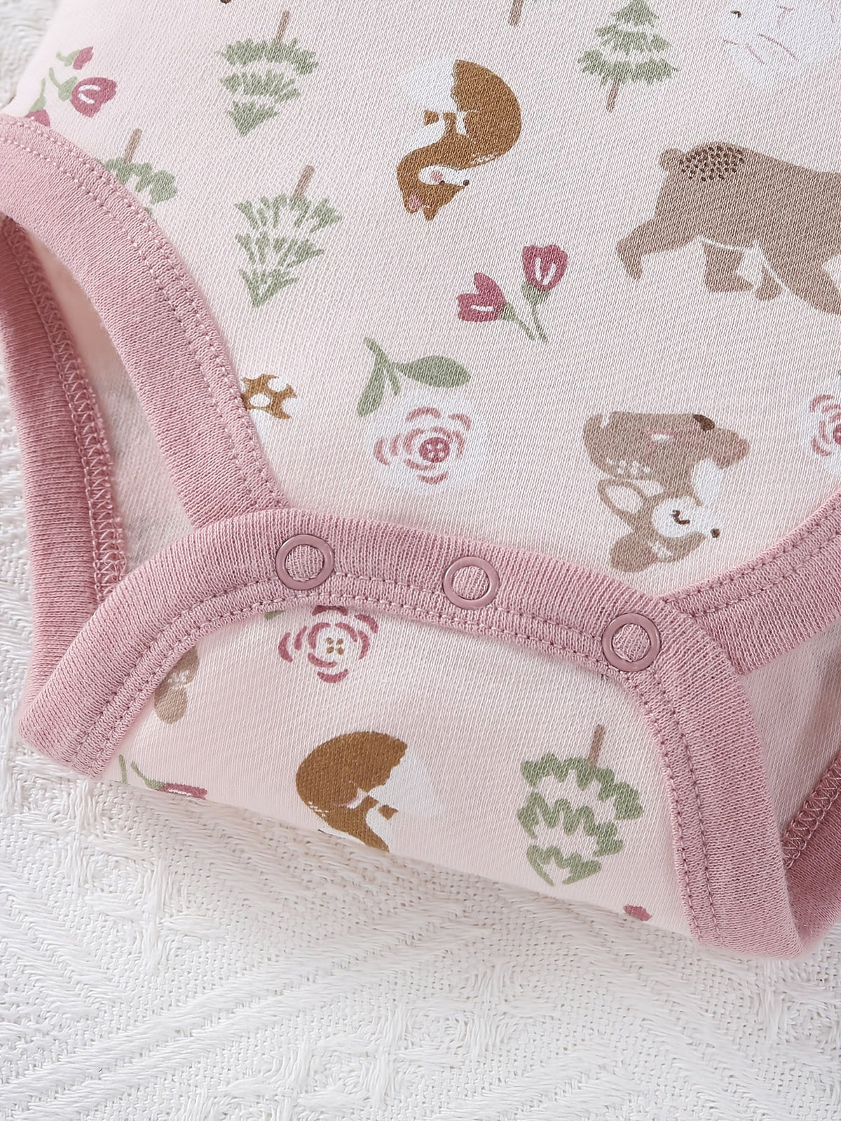 Baby Girl Bear Outfit Set with Pink Textured Cardigan and Pants Plus Animal Print Bodysuit and Headband