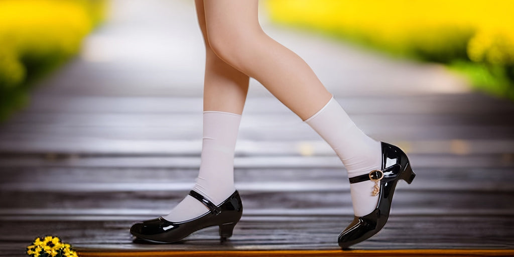 Girls' Black Mary Jane Shoes with Glossy Uppers and Low Heels for Parties and Special Occasion Outfits