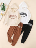 Girls' Brooklyn Tracksuit Set 4 Pieces with Two Hooded Pullovers and Matching Cuffed Jogger Pants