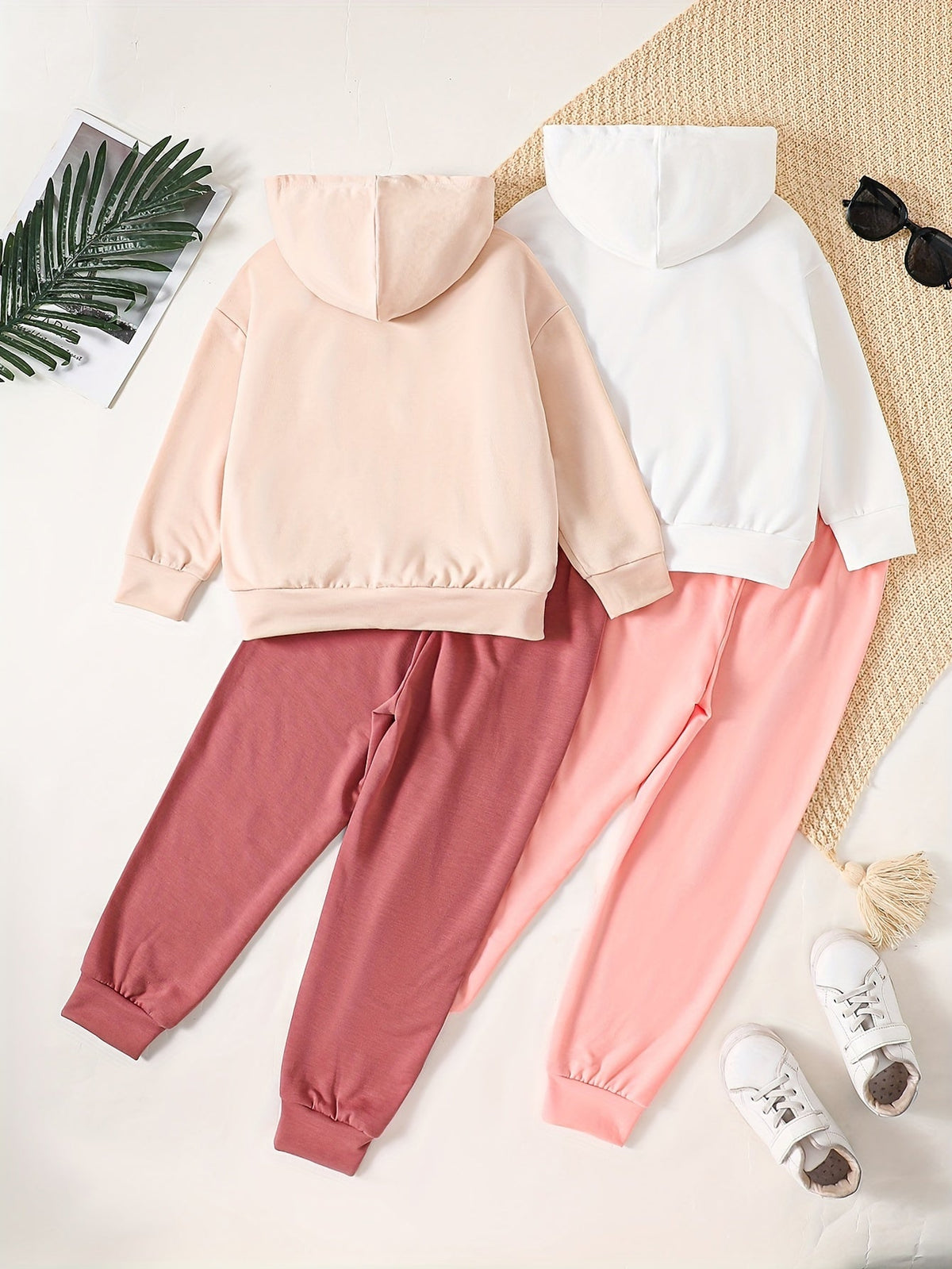Girls' Brooklyn Tracksuit Set 4 Pieces with Two Hooded Pullovers and Matching Cuffed Jogger Pants