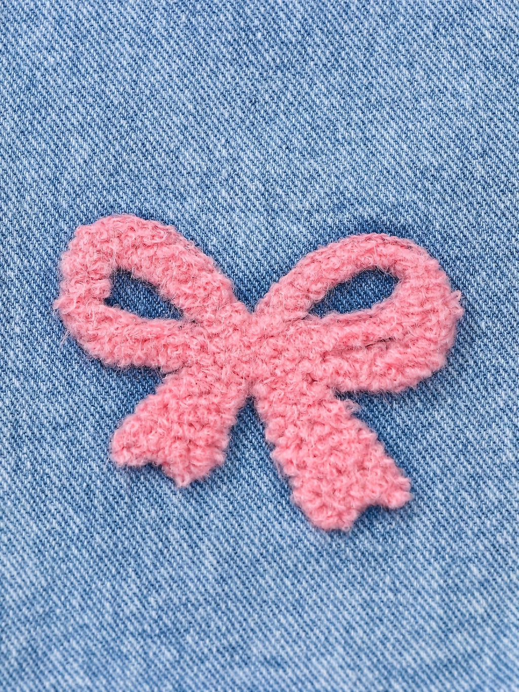 Baby Girl Bow Embroidered Jeans in Light Blue with Pink and Purple Details for Relaxed Everyday Outfits