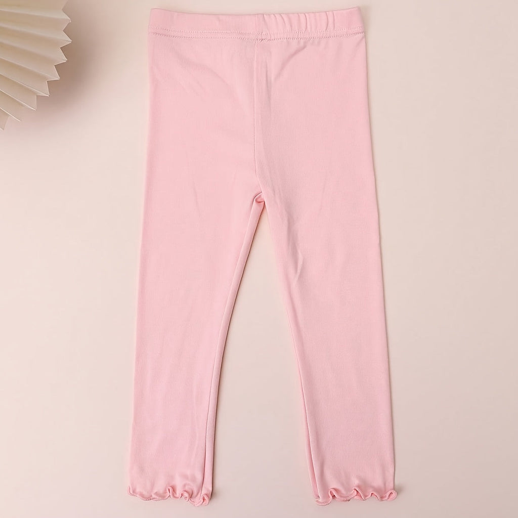 Girls' Eight Pack Colorful Leggings with Lettuce Edge Hems and Elastic Waists for Everyday Layering