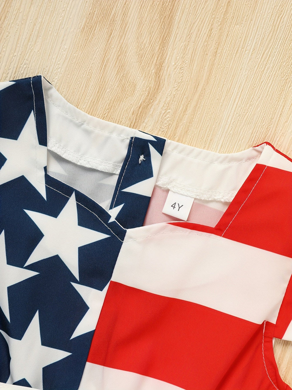 Girls' Stars and Stripes Twirl Dress in Red White and Blue with Short Sleeves for Fourth of July Outfits