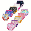 Girls' Ten-Pack Floral Potty Training Pants with Cotton Outer and Lining Layers for Daytime Changes