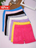Girls' Modal Layering Shorts 6-Pack in Random Solid Colors with Elastic Waists for Under-Dress Outfits