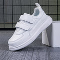Double Strap Sneakers for Girls with Plain Paneled Uppers and Rear Pull Loops in White or Black