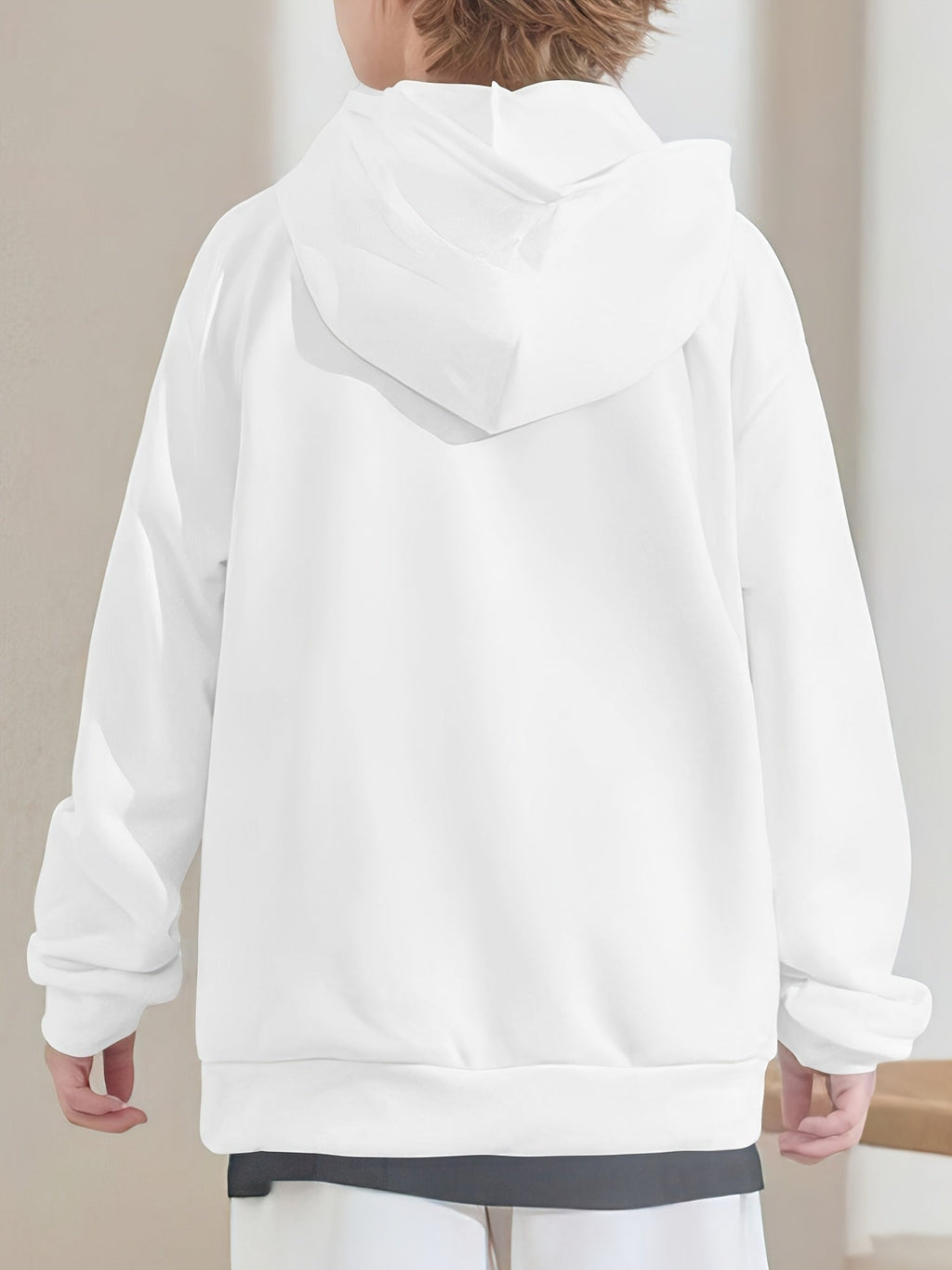 Girls' Graphic Pullover Hoodie with Long Sleeves and Ribbed Trim for Casual Outfits in One Random Design