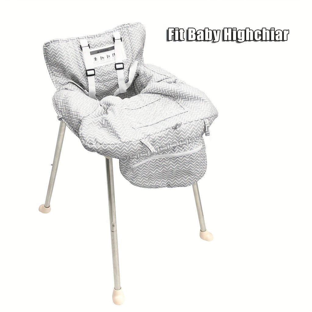 Thick Padded Baby Shopping Cart and High Chair Cover with Contoured Side Cushions and Patterned Fabric