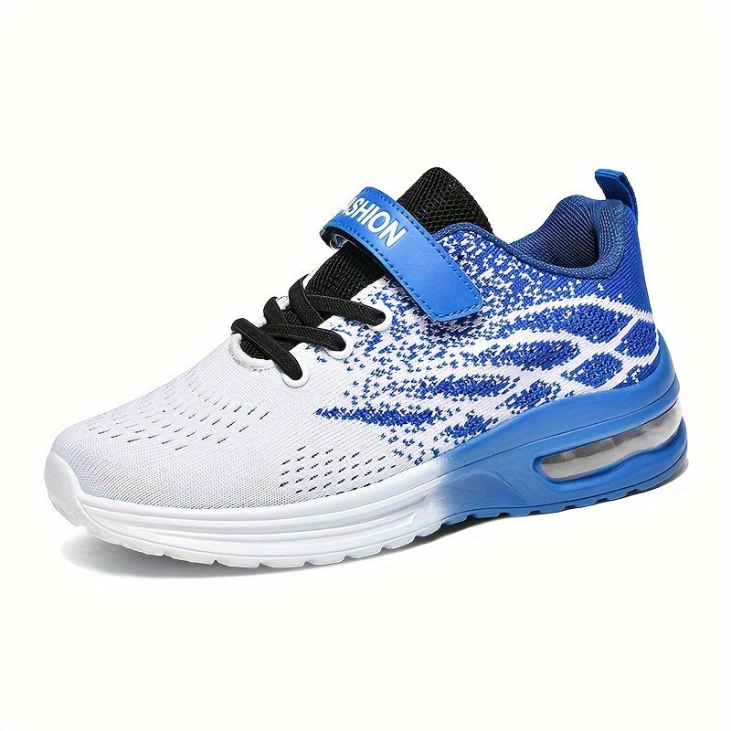 Kids' Athletic Sneakers with Adjustable Top Straps and Contrast Mesh Patterns for School and Play