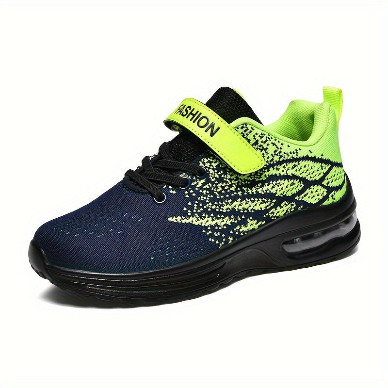 Kids' Athletic Sneakers with Adjustable Top Straps and Contrast Mesh Patterns for School and Play