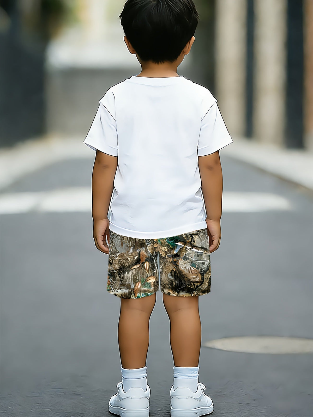 Kids' Graphic T-Shirt and Splatter Print Shorts Set with Colorful They Not Like Us Lettering for Summer