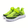Kids' Mesh Sneakers with Instep Straps and Striped Knit Panels in Green, Blue or Red for Everyday Play