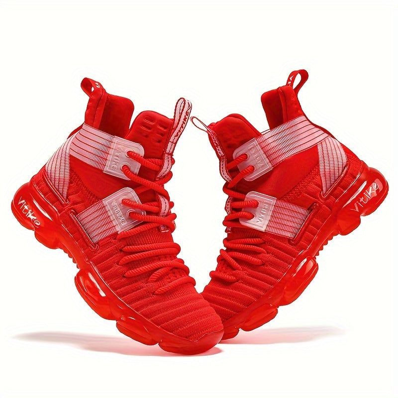 Kids' Blue High Top Sneakers with Crossed Ankle Straps and Translucent Sole Sections for Casual Wear