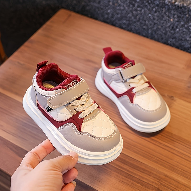 Kids' Casual Sneakers with Quilted Toe Panels and Instep Straps in Pink, Black or Red Everyday Styles