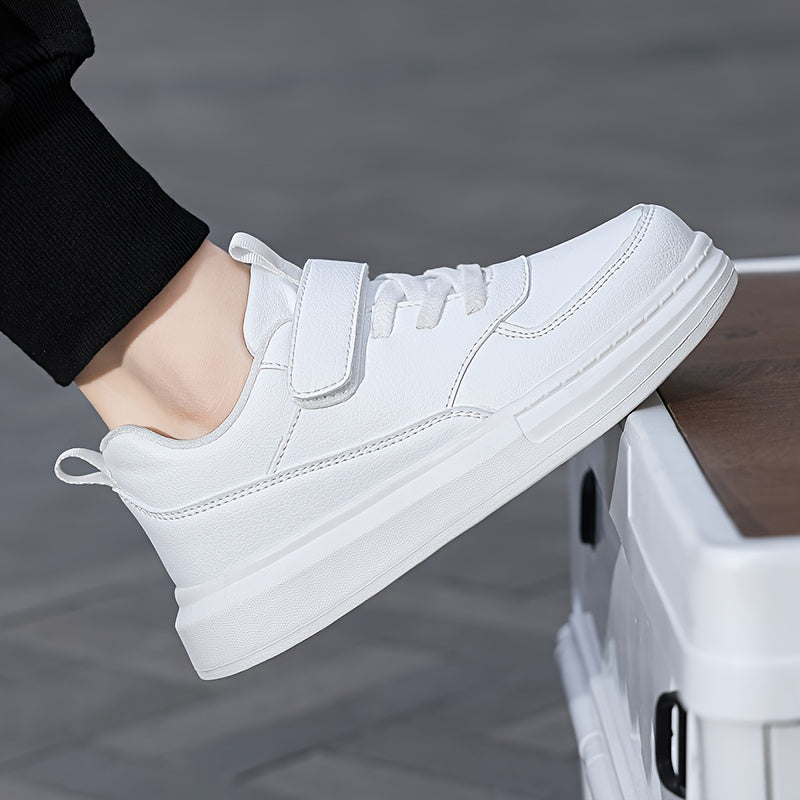 Kids Strap Sneakers with Tonal Panels and Rear Pull Tabs in Black or White for Everyday School Outfits