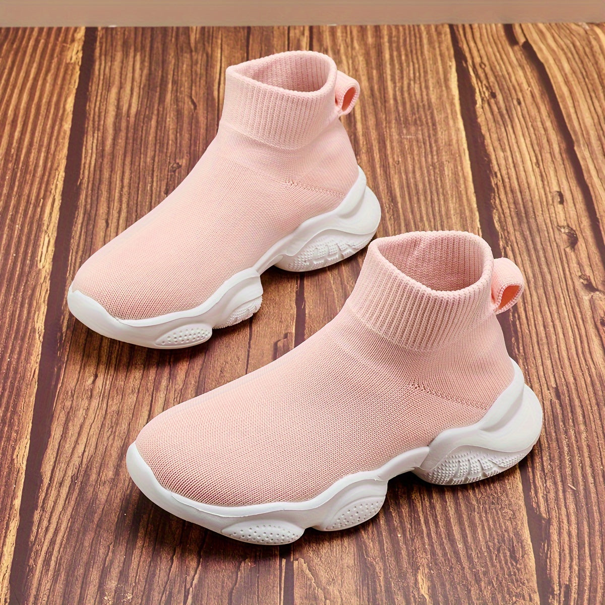 Kids Sock Sneakers with Ribbed High-Top Cuffs and Sculpted Soles for School Days and Casual Outfits