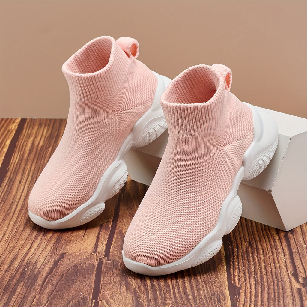 Kids Sock Sneakers with Ribbed High-Top Cuffs and Sculpted Soles for School Days and Casual Outfits