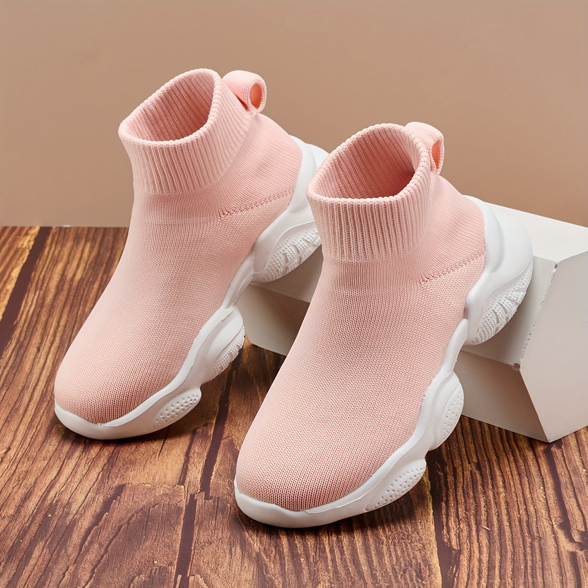 Kids Sock Sneakers with Ribbed High-Top Cuffs and Sculpted Soles for School Days and Casual Outfits