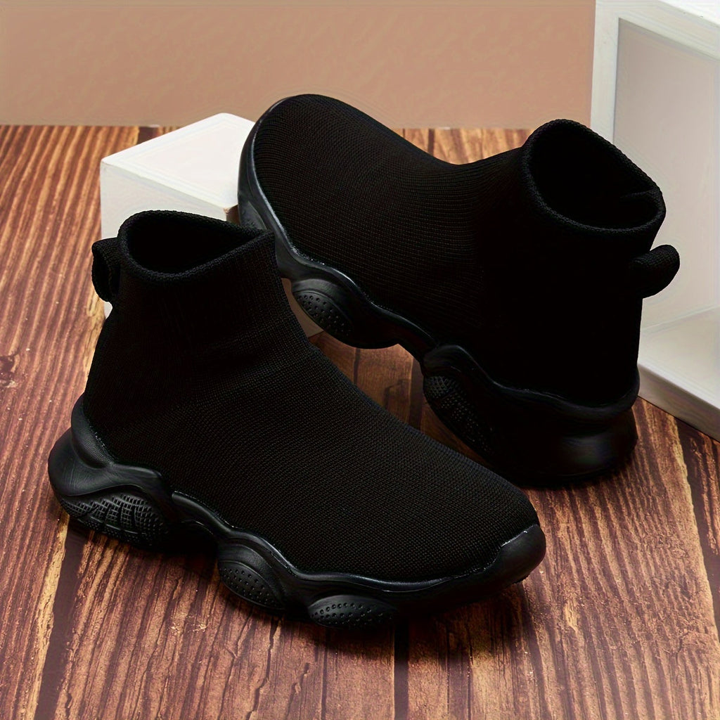 Kids Sock Sneakers with Ribbed High-Top Cuffs and Sculpted Soles for School Days and Casual Outfits