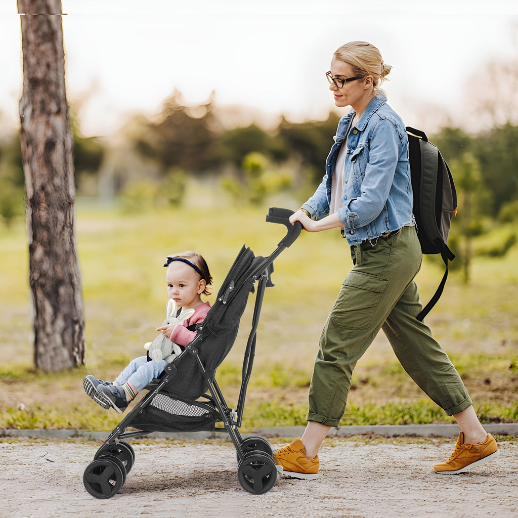 Lightweight Umbrella Stroller with a Compact Folding Frame and Sun Canopy in Dark Green, Pink or Gray