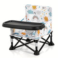 Printed Baby Booster Seat in Sunny, Cloud or Floral Designs Featuring a Folding Frame and Black Tray