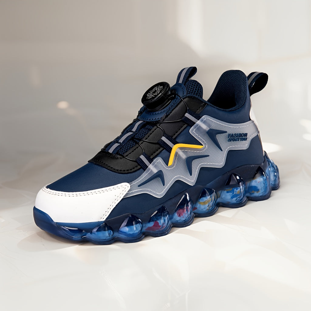 Blue Dial Closure Sneakers for Kids with Lightning Side Details and Sculpted Translucent Sole Edges