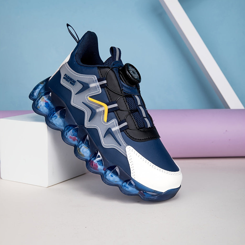 Blue Dial Closure Sneakers for Kids with Lightning Side Details and Sculpted Translucent Sole Edges
