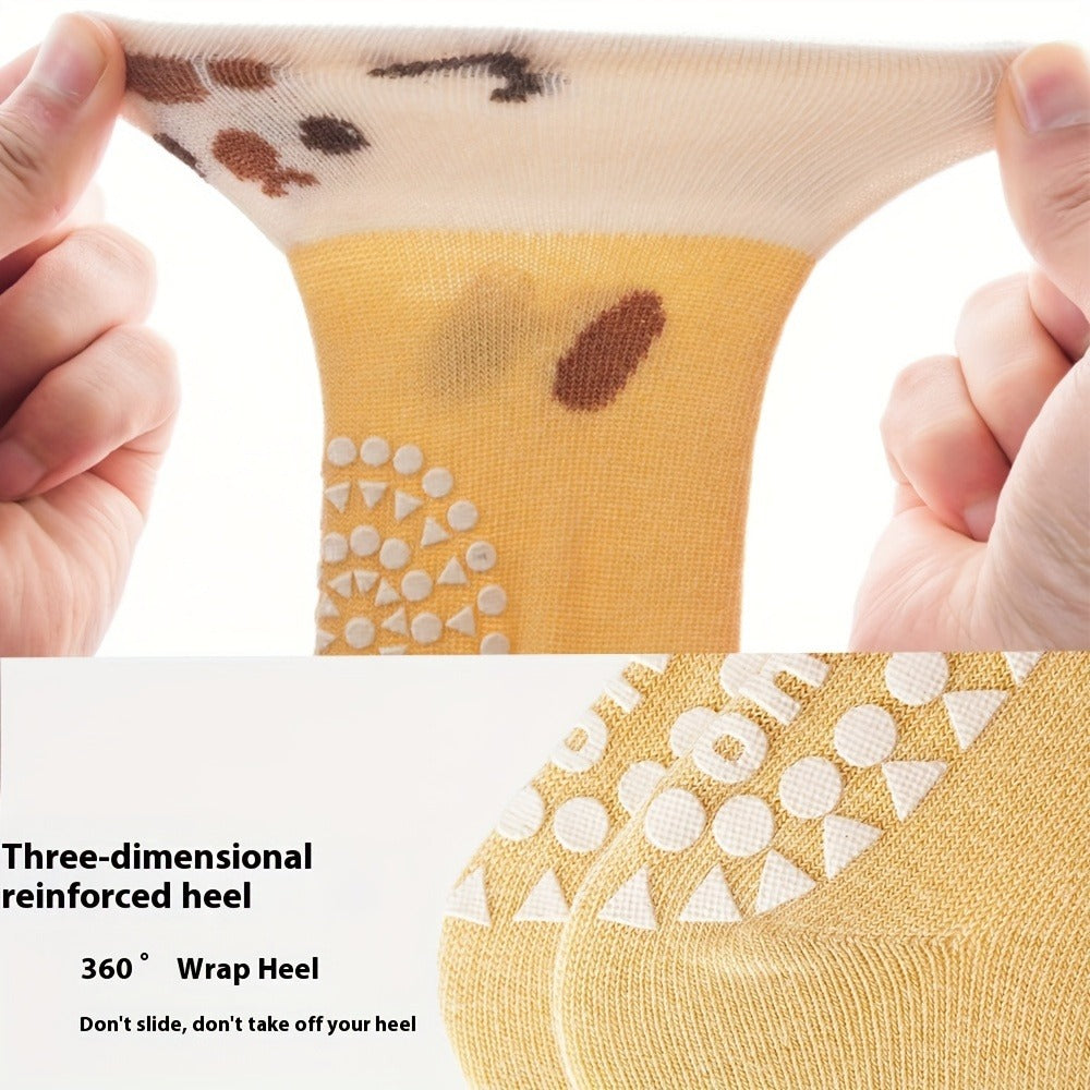 Baby Knee High Socks in Two Pair Animal Sets with Grippy Soles and Knit Legs for Everyday Little Outfits