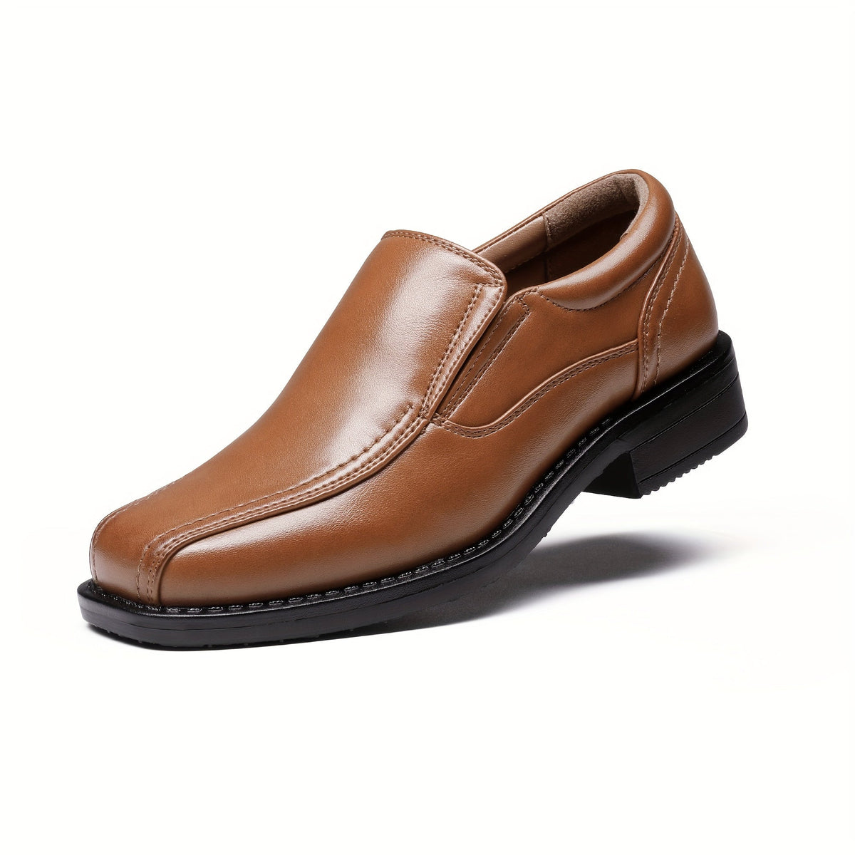Boys' Dress Loafers with Center-Seam Toes and Elastic Side Panels for Weddings and Formal Outfits